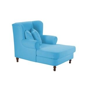 Niebieski fotel uszak Max Winzer Mareille Velour Aqua