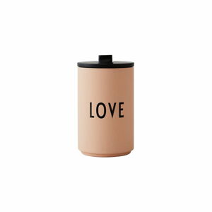 Beżowy kubek termiczny Design Letters Love, 350 ml