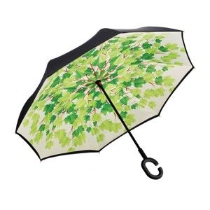 Zielono-czarny parasol Ambiance Leaves, ⌀ 105 cm