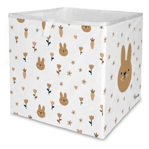 Biały tekstylny dziecięcy pojemnik na zabawki 32x32x32 cm Sweet Bunnies – Butter Kings