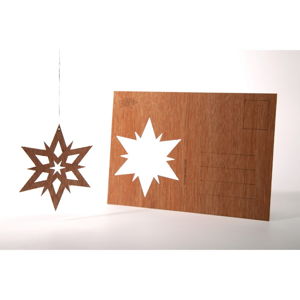 Drewniana kartka świąteczna Formes Berlin Gwiazdka, 14,8x10,5 cm