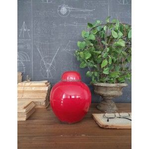 Czerwony pojemnik ceramiczny Orchidea Milano Potiche, wys. 21 cm