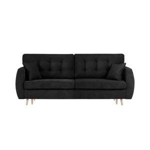 Czarna 3-osobowa sofa rozkładana ze schowkiem Cosmopolitan design Amsterdam, 231x98x95 cm
