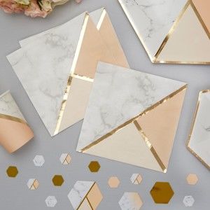 Zestaw 16 serwetek papierowych Neviti Gold Colour Block Marble