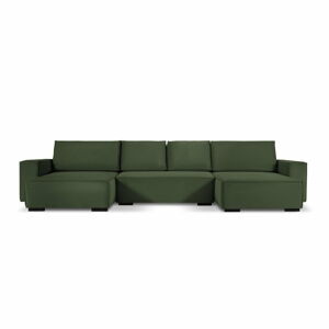 Zielona sztruksowa rozkładana sofa w kształcie "U" Mazzini Sofas Azalea