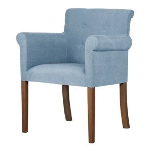 Jasnoniebieskie krzesło z ciemnobrązowymi nogami Ted Lapidus Maison Flacon