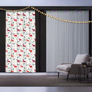 Świąteczna zasłona Christmas Reinderrs, 140x260 cm