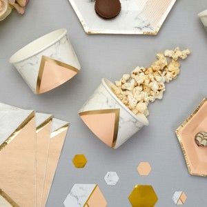 Zestaw 8 papierowych kubków deserowych Neviti Gold Colour Block Marble