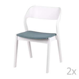 Zestaw 2 białych krzeseł miętowym siedziskiem sømcasa Bianca