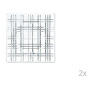 Zestaw 2 kwadratowych talerzy ze szkła kryształowego Nachtmann Square Platter, 21x21 cm