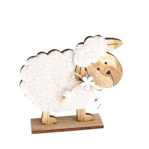 Dekoracja drewniana Dakls Easter Happy Sheep, wys. 12 cm