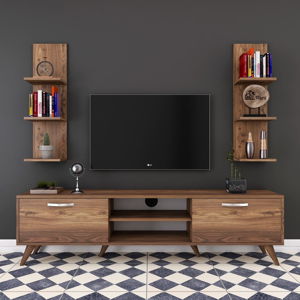 Zestaw 2 półek i szafki pod TV w dekorze drewna Wren