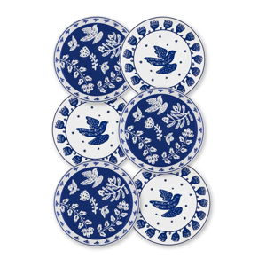Zestaw 6 biało-niebieskich porcelanowych talerzy deserowych Mia Bloom, ⌀ 19 cm