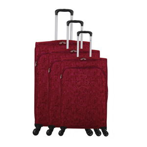Zestaw 3 bordowych walizek z 4 kółkami Lulucastagnette Casandra