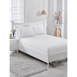 Białe bawełniane prześcieradło elastyczne EnLora Home Orme Penye White, 100x225 cm