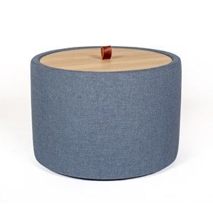 Niebieski stolik ze zdejmowanym blatem z drewna dębowego Askala Ibisco, ⌀ 56 cm