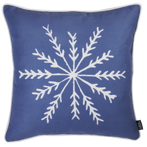 Niebieska poszewka na poduszkę ze świątecznym motywem Apolena Honey Snowflake, 45x45 cm