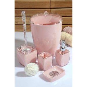 Różowy 5-częściowy zestaw dodatków łazienkowych Karin
