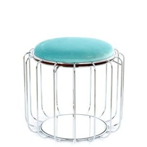 Turkusowy stolik/puf z konstrukcją w srebrnym kolorze 360 Living Canny, ⌀ 50 cm
