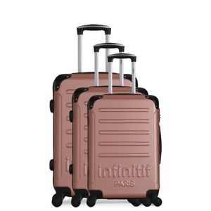 Komplet 3 walizek podróżnych na kółkach w kolorze różowego złota Infinitif Horten-A