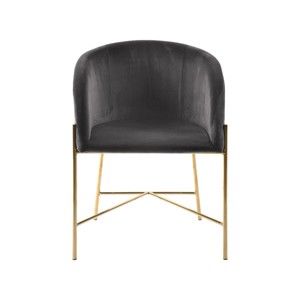 Ciemnoszare krzesło z nogami w kolorze złota Interstil Nelson