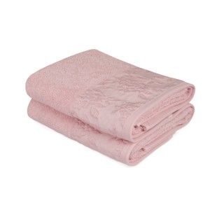 Zestaw 2 różowych ręczników z czystej bawełny, 50x90 cm