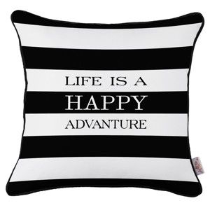 Czarno-biała poszewka na poduszkę Apolena Adventure Life, 43x43 cm