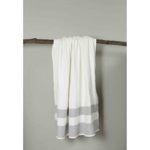 Biało-szary bawełniany ręcznik plażowy My Home Plus Holiday, 100x180 cm