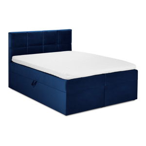 Niebieskie aksamitne łóżko 2-osobowe Mazzini Beds Mimicry, 160x200 cm