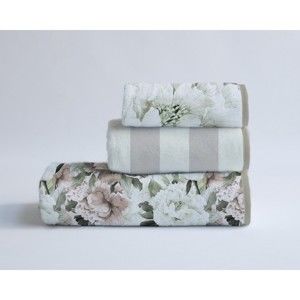 Zestaw 3 bawełnianych ręczników Velvet Atelier Beige Flowers