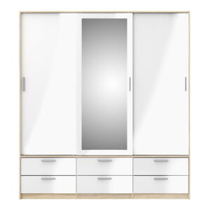 Biało-naturalna szafa w dekorze dębu z drzwiami przesuwnymi 181x200 cm Line – Tvilum