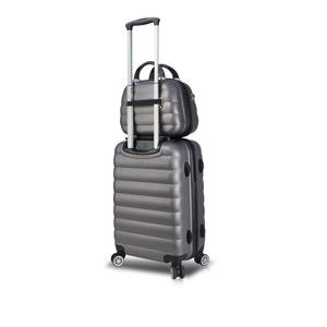 Zestaw szarej walizki na kółkach z USB i walizki podręcznej My Valice RESSNO MU & Cabin
