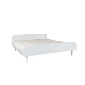 Łóżko dwuosobowe z drewna sosnowego z materacem Karup Design Twist Comfort Mat White/Natural, 140x200 cm