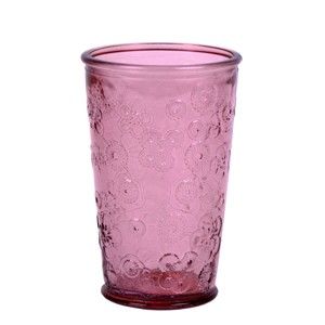 Różowa szklanka ze szkła z recyklingu Ego Dekor Flora, 300 ml