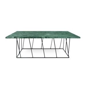 Zielony stolik marmurowy z czarnymi nogami TemaHome Helix, 120 cm