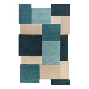 Niebiesko-beżowy dywan wełniany 240x150 cm Abstract Collage - Flair Rugs