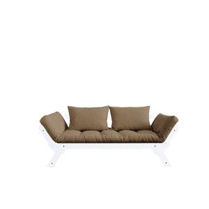 Sofa rozkładana z brązowym pokryciem Karup Bebop White