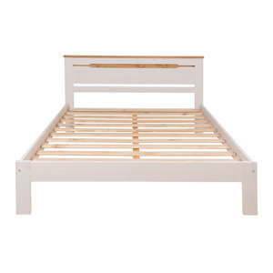Biała rama łóżka 2-osobowego z drewna sosnowego Marckeric Elisa, 150x197,5 cm