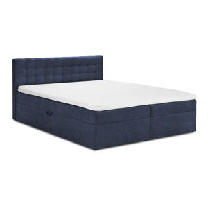 Ciemnoniebieskie łóżko dwuosobowe Mazzini Beds Jade, 140x200 cm