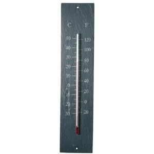 Wiszący zewnętrzny termometr z łupku Esschert Design Plain, 45x10 cm