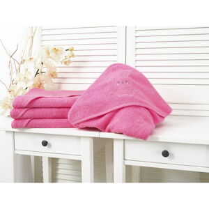 Różowy ręcznik dziecięcy frotte z kapturem 90x100 cm Baby – B.E.S.