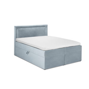 Jasnoniebieskie aksamitne łóżko 2-osobowe Mazzini Beds Yucca, 200x200 cm