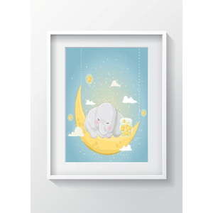 Obraz OYO Kids Elephant Sleeping On The Moon, 24x29 cm