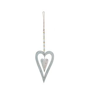 Biała wisząca dekoracja metalowa w kształcie serca Ego Dekor, 10,5x40 cm