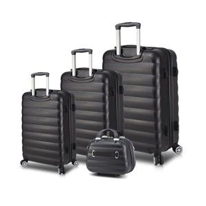 Zestaw 3 czarnych walizek na kółkach z USB i walizki podręcznej My Valice RESSO Travel Set
