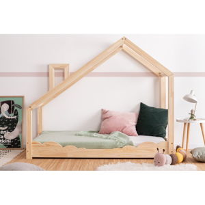 Łóżko w kształcie domku z drewna sosnowego Adeko Luna Drom, 70x170 cm