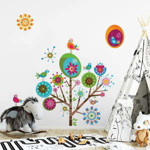 Komplet dziecięcych naklejek ściennych Ambiance Multicolor Tree