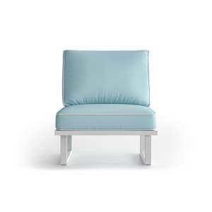 Jasnoniebieski fotel ogrodowy z białą lamówką Marie Claire Home Angie
