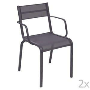 Komplet 2 niebieskofioletowych metalowych krzeseł ogrodowych Fermob Oléron Arms
