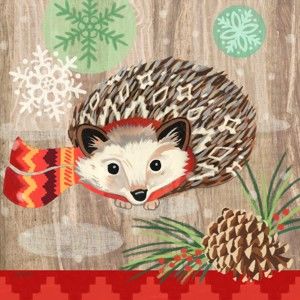 Opakowanie 20 serwetek papierowych ze świątecznym motywem PPD Hedgehog With Scarf